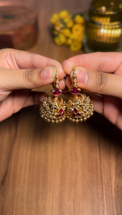 Premium Ruby Jadau Jhumka