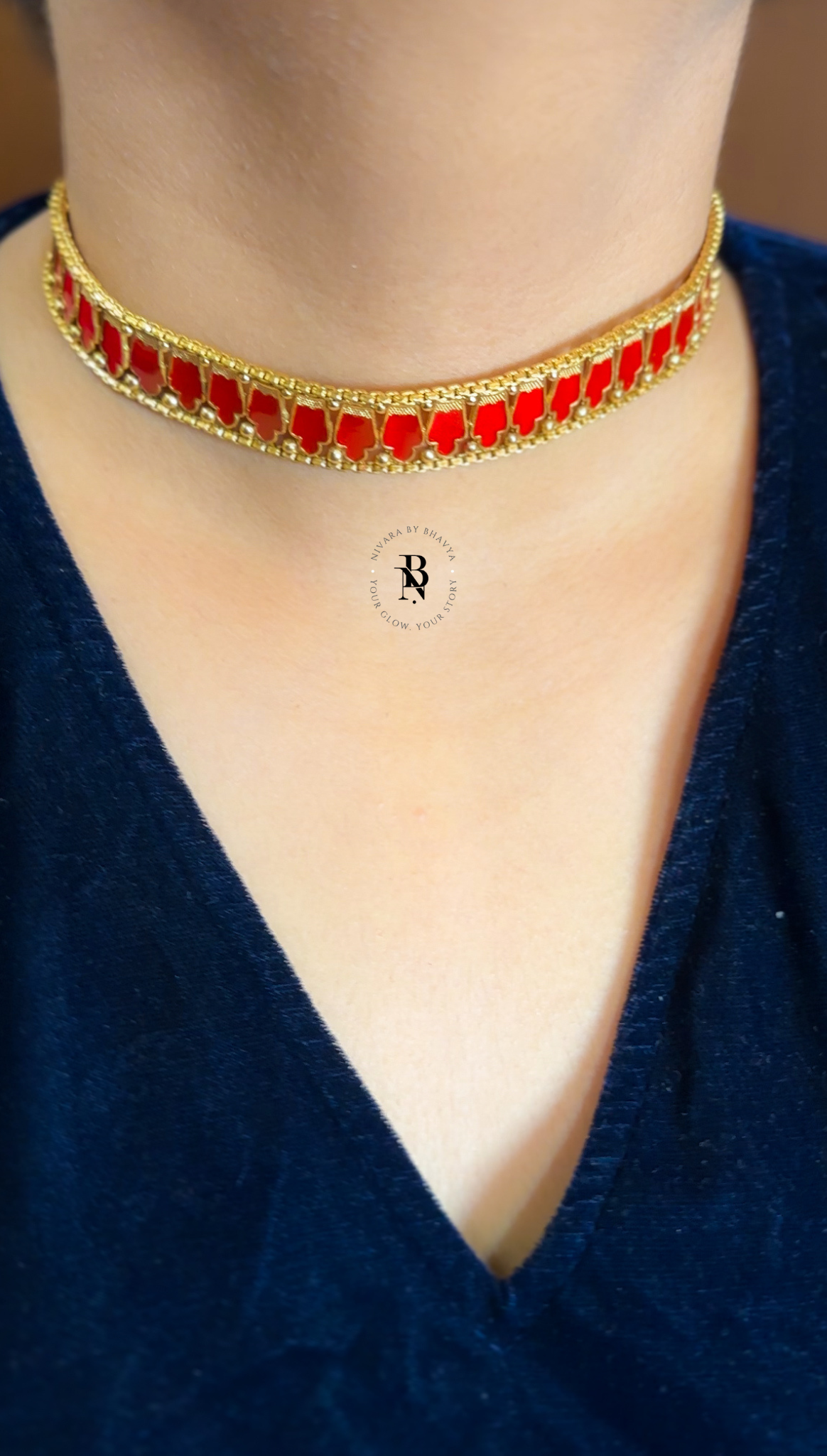 Red Enamel Nagapadam Choker