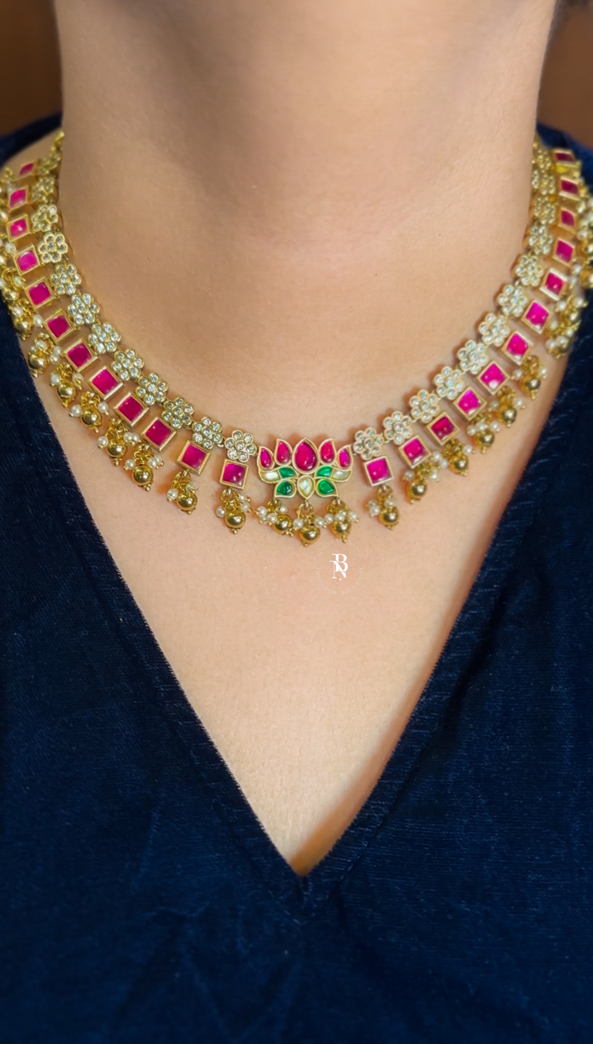 Jadau Lotus Necklace
