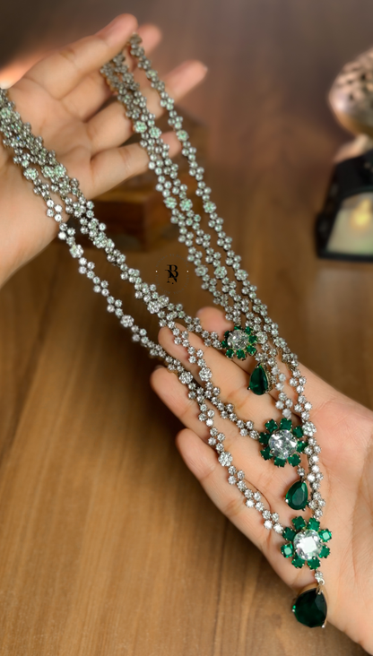 Emerald & Diamond 3 layer Necklace