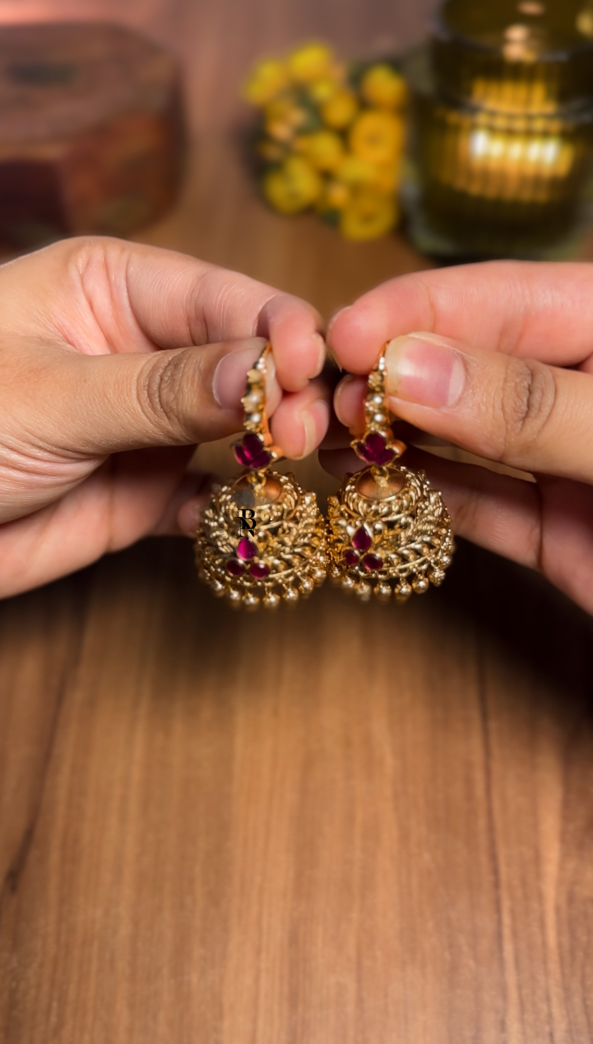 Premium Ruby Jadau Jhumka